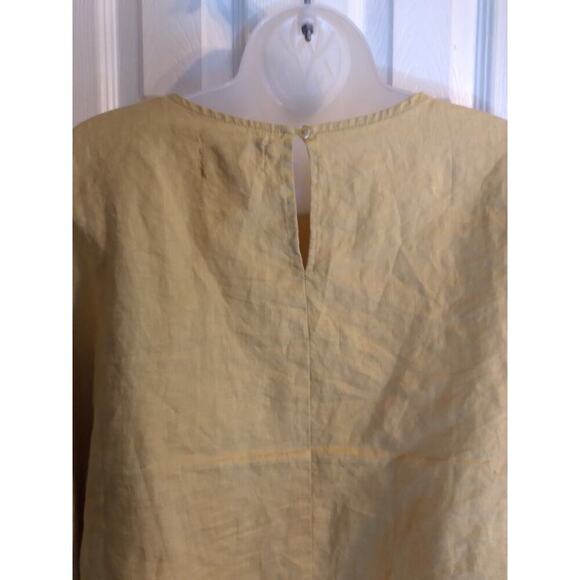 Cynthia Rowley Top Mustard Yellow Linen Cropped Sz M - Picture 6 of 9